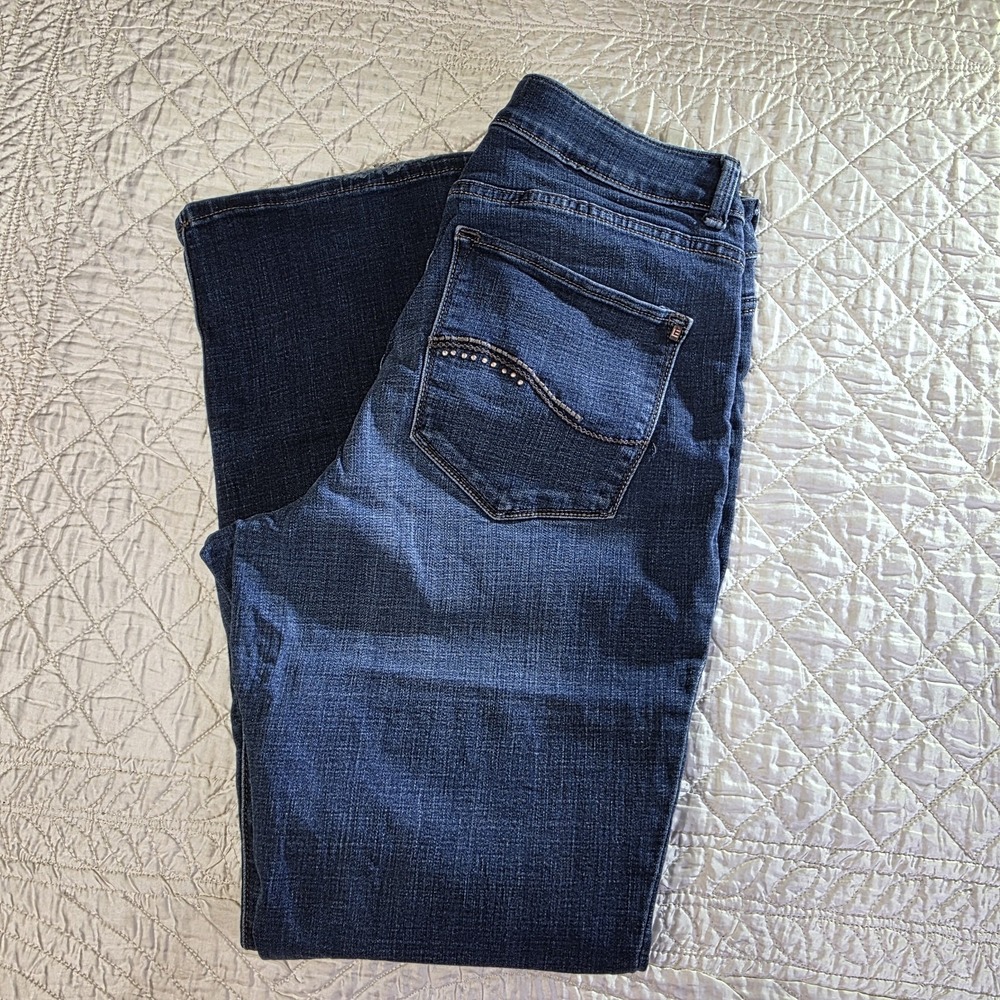 Lee Modern Series Womens 14 Petite Curvy Fit Bootcut Jeans Dark Wash Stretch